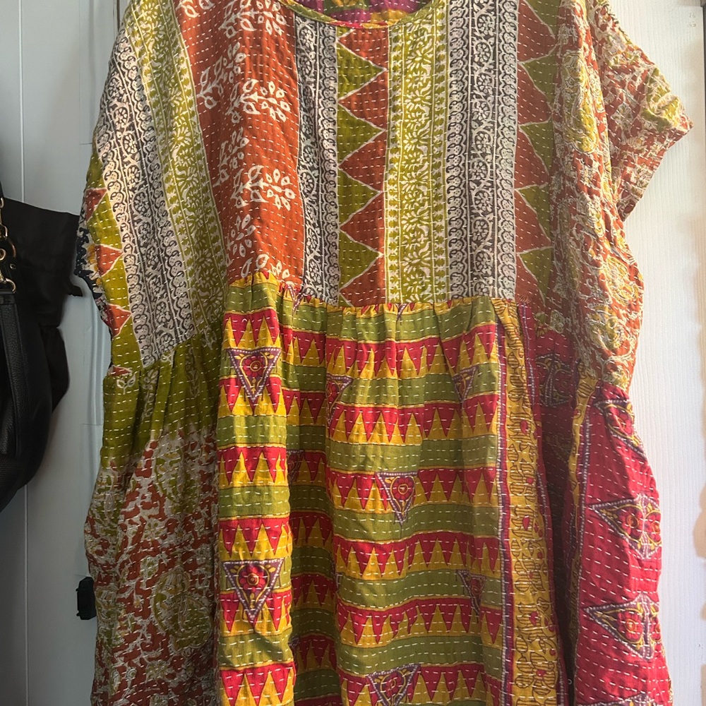 Colorful Patterned Mini Dress